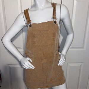 Don’t Ask Why corduroy tan overall dress one size